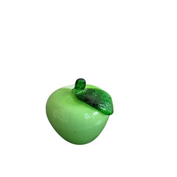 Murano Style Vintage Light Green Apple Glass Art - Picture 14 of 16